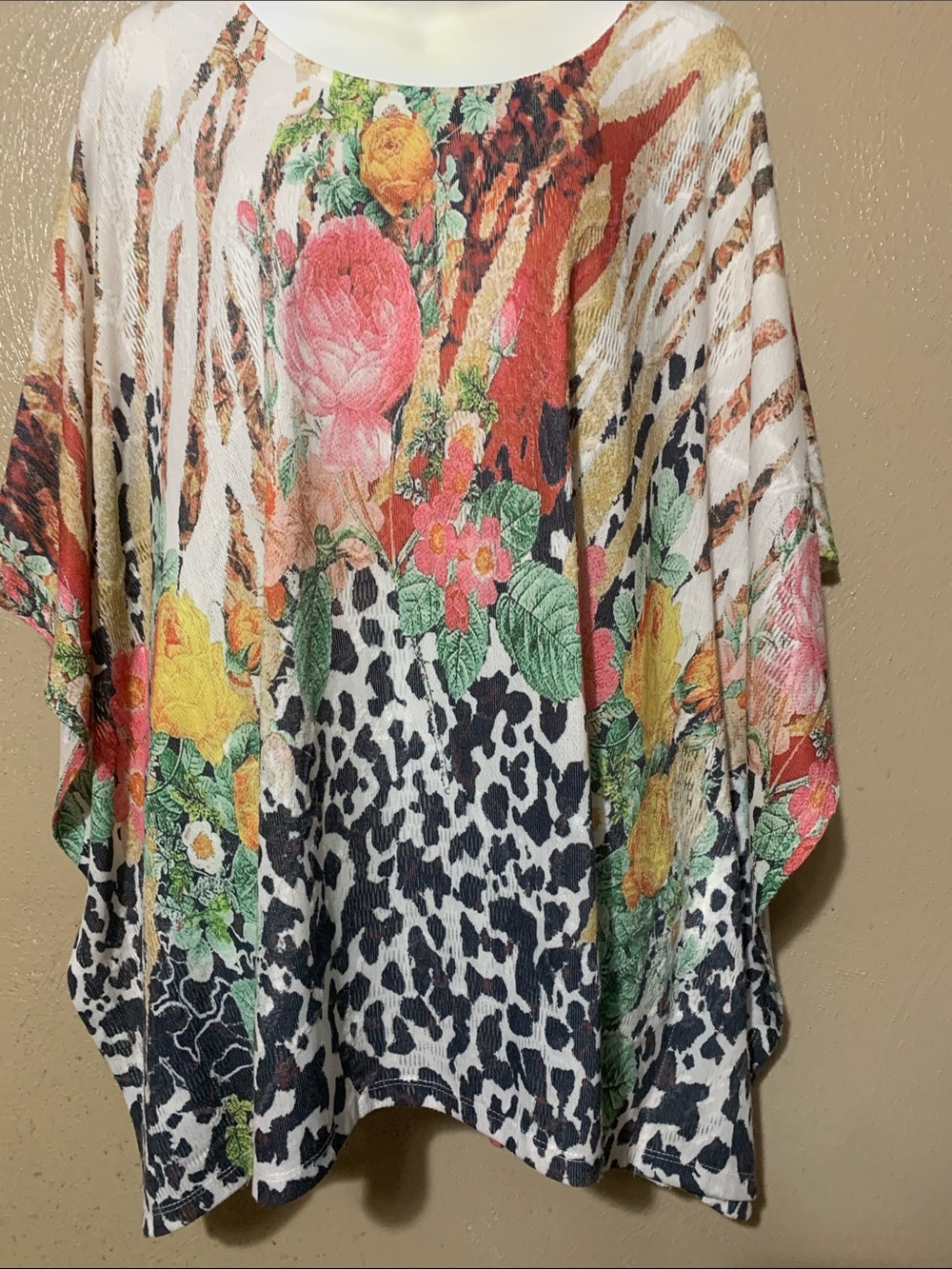 Adore Floral & Animal-Print Pullover Oversized Tunic - Multicolor & Armholes